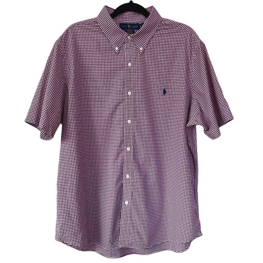 Ralph Lauren Untucked Fit Checkered Gingham Short Sleeve Button Down Size XL